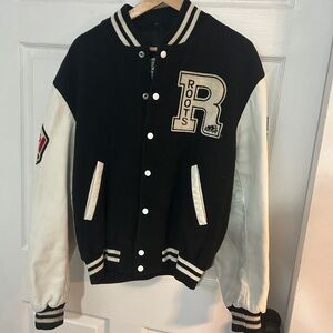 Roots Black and White Varsity Jacket